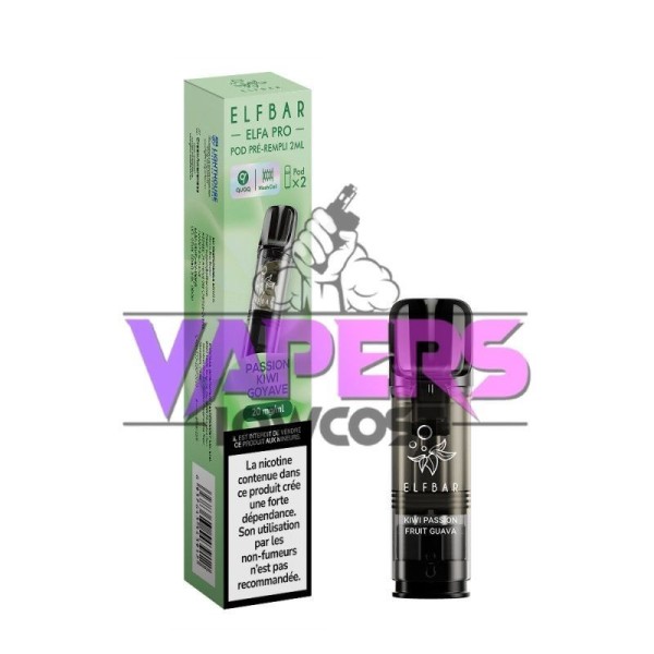 Paquete De 2 Cápsulas ELFA Pro 2ml 20mg Elf Bar- Passion Kiwi Guayaba