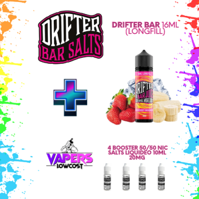 Drifter Bar (Pack Salts) 16ml (Longfill) 60ml 10/15mg Strawberry Banana Ice