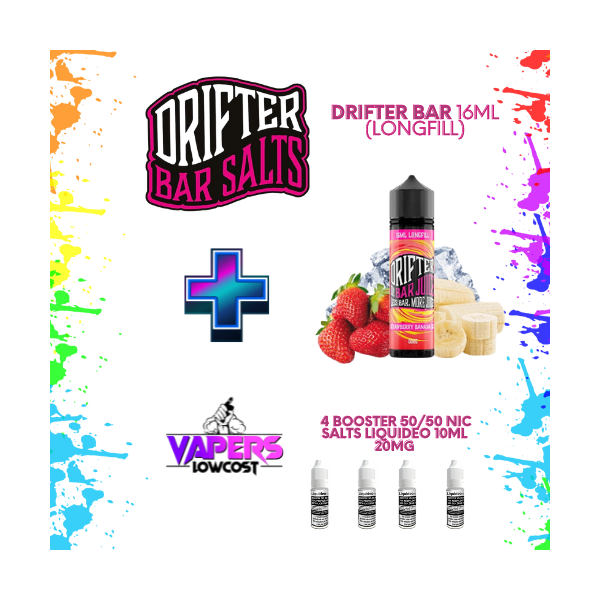 Drifter Bar (Pack Salts) 16ml (Longfill) 60ml 10/15mg Strawberry Banana Ice