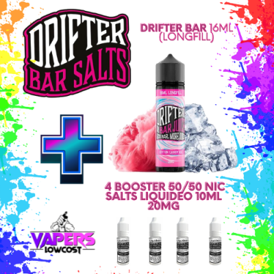 Drifter Bar (Pack Salts) 16ml (Longfill) 60ml 10/15mg Cotton Candy Ice