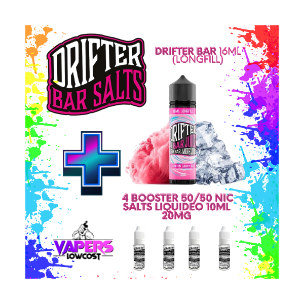 Drifter Bar (Pack Salts) 16ml (Longfill) 60ml 10/15mg Cotton Candy Ice