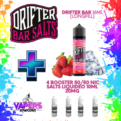 Drifter Bar (Pack Salts) 16ml (Longfill) 60ml 10/15mg Sweet Strawberry Ice