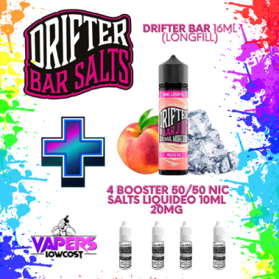 Drifter Bar (Pack Salts) 16ml (Longfill) 60ml 10/15mg Peach Ice