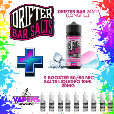 Drifter Bar (Pack Salts) 24ml (Longfill) 120ml 10/15mg Cotton Candy Ice