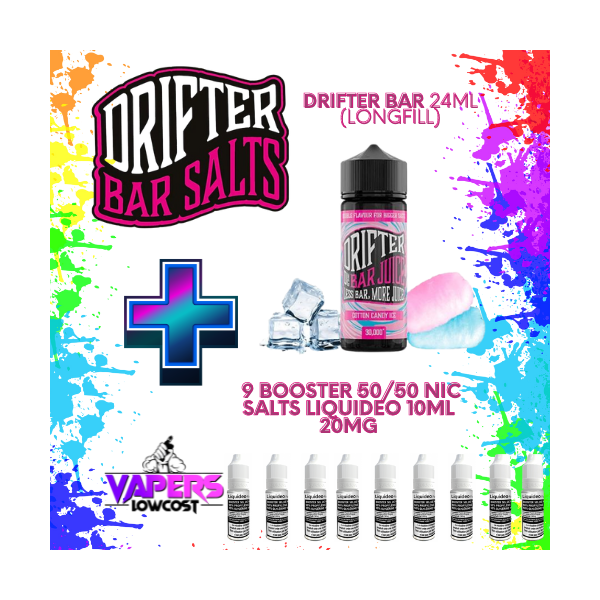 Drifter Bar (Pack Salts) 24ml (Longfill) 120ml 10/15mg Cotton Candy Ice