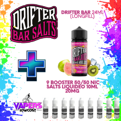 Drifter Bar (Pack Salts) 24ml (Longfill) 120ml 10/15mg Kiwi Passion Guava Ice