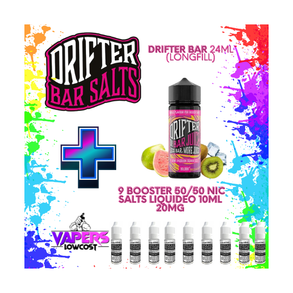 Drifter Bar (Pack Salts) 24ml (Longfill) 120ml 10/15mg Kiwi Passion Guava Ice