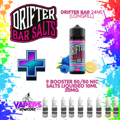 Drifter Bar (Pack Salts) 24ml (Longfill) 120ml 10/15mg Blue Razz Lemonade Ice