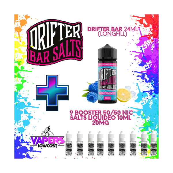 Drifter Bar (Pack Salts) 24ml (Longfill) 120ml 10/15mg Blue Razz Lemonade Ice