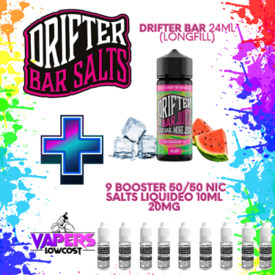 Drifter Bar (Pack Salts) 24ml (Longfill) 120ml 10/15mg Watermelon Ice